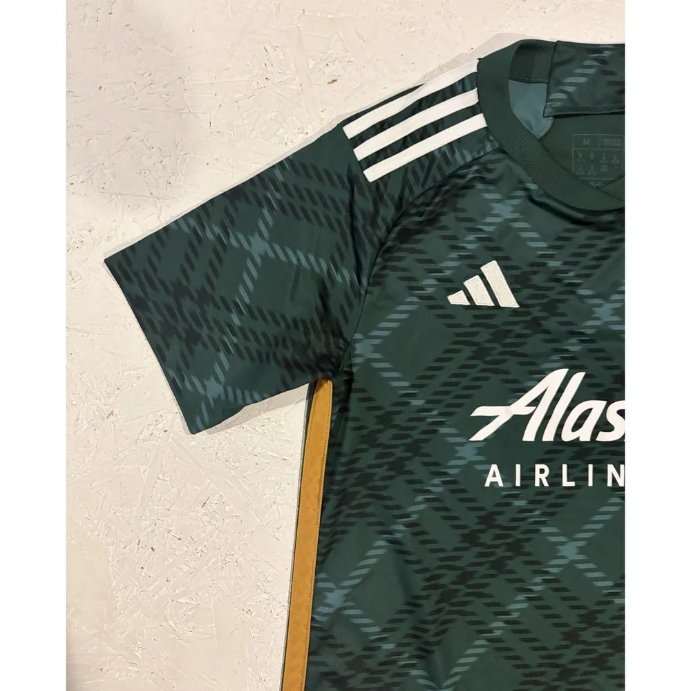 Adidas Portland Timbers Jersey Mens Medium M Green 2023/24 Home Plaid Soccer